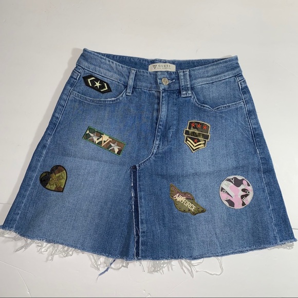 NEW GUESS Patched Denim Skirt 25 - Picture 16 of 16